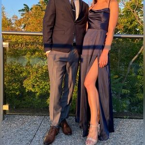 Navy floor length gown dress